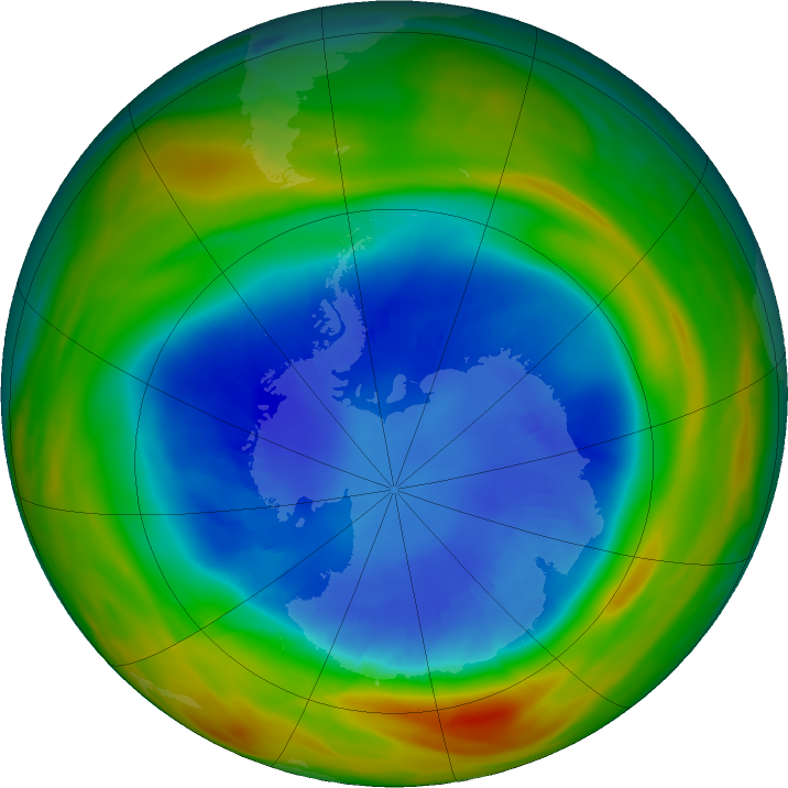 Antarctic ozone map for 31 August 2017